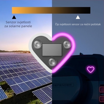 Dekorativne naljepnice za automobil - trokuti srce neonsko LED svjetlo, solarno bežično unutarnje ozračje, ljepilo za bočne ploče