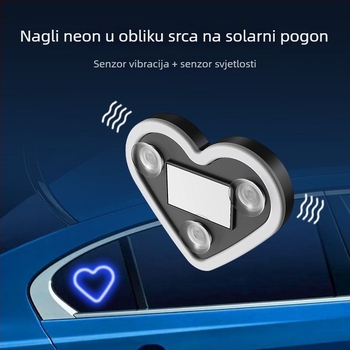 Dekorativne naljepnice za automobil - trokuti srce neonsko LED svjetlo, solarno bežično unutarnje ozračje, ljepilo za bočne ploče