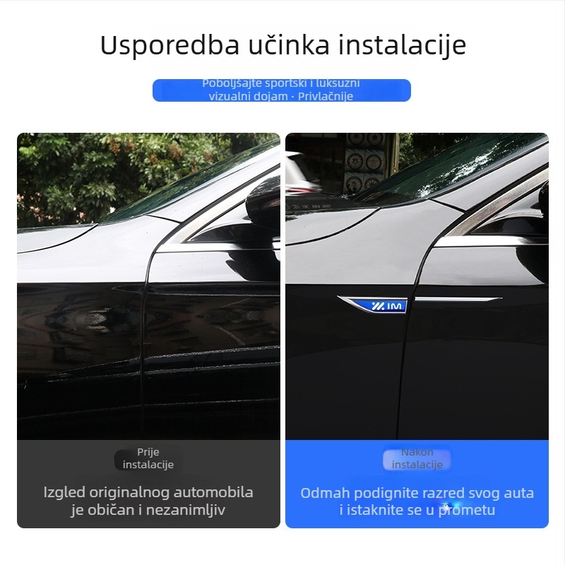 Naljepnica za blatnik automobila za Zhiji L6/L7/LS6/LS7, Bohanya, cinkovo-niklovano + nehrđajući čelik, uzorak pametne naljepnice, ljepilo