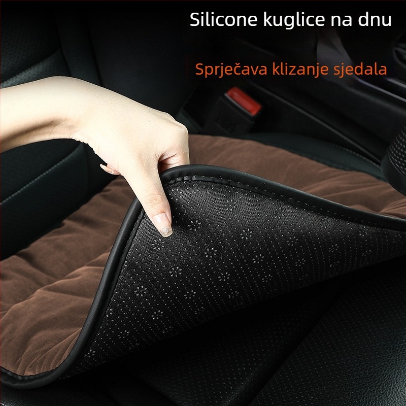Set jastuka za automobilno sjedalo za pet mjesta - velurovo punjenje, plišana površina, grijanje, plosni minimalistički stil