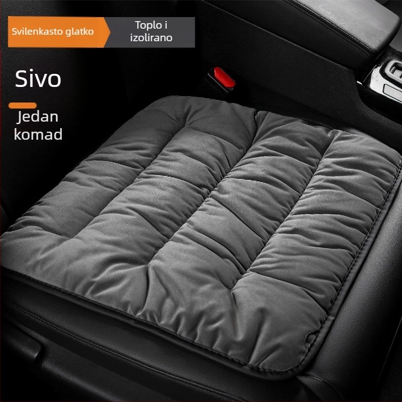 Set jastuka za automobilno sjedalo za pet mjesta - velurovo punjenje, plišana površina, grijanje, plosni minimalistički stil