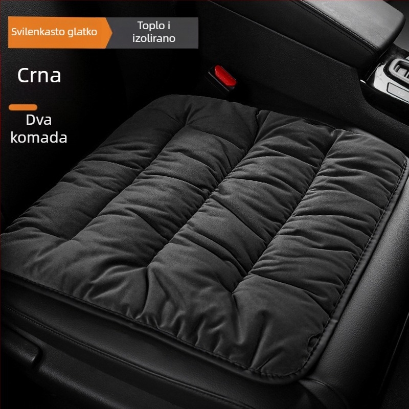Set jastuka za automobilno sjedalo za pet mjesta - velurovo punjenje, plišana površina, grijanje, plosni minimalistički stil