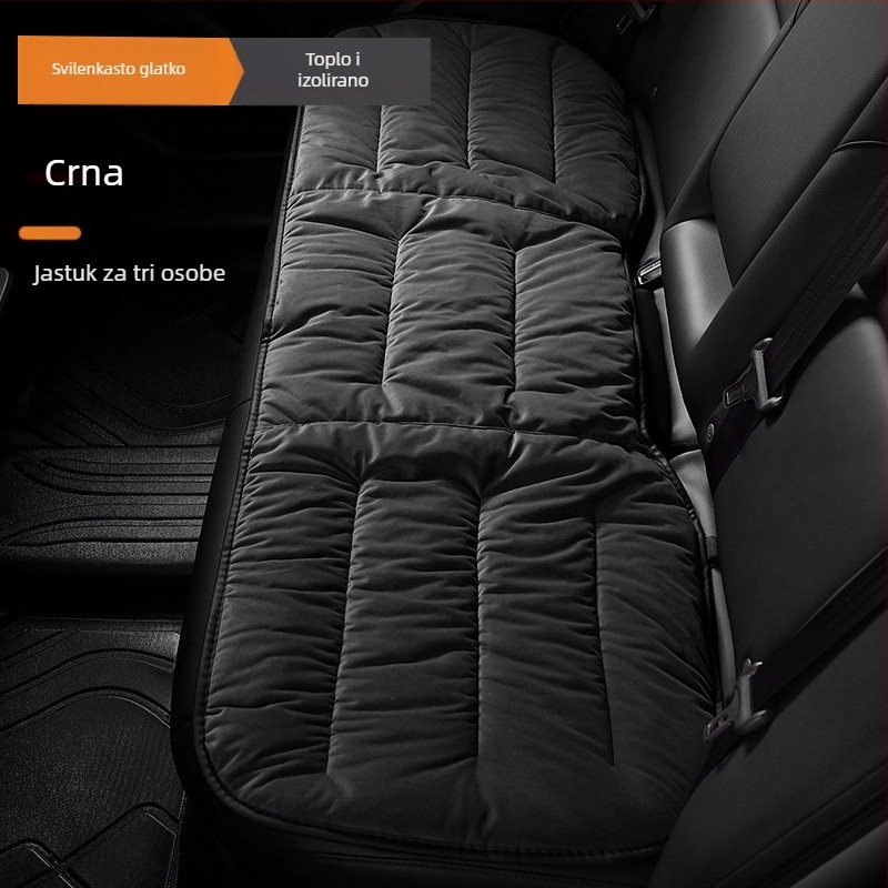 Set jastuka za automobilno sjedalo za pet mjesta - velurovo punjenje, plišana površina, grijanje, plosni minimalistički stil