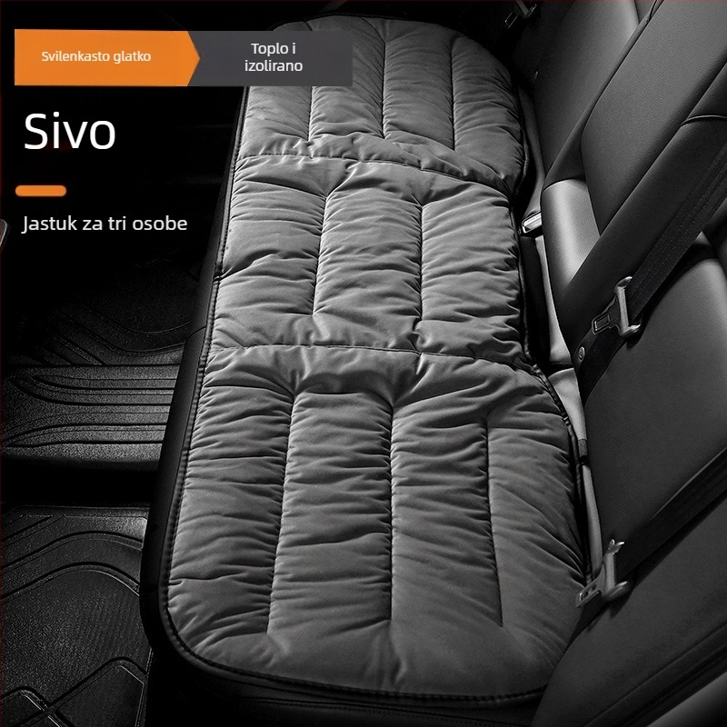 Set jastuka za automobilno sjedalo za pet mjesta - velurovo punjenje, plišana površina, grijanje, plosni minimalistički stil