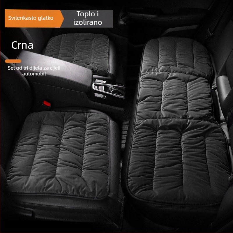 Set jastuka za automobilno sjedalo za pet mjesta - velurovo punjenje, plišana površina, grijanje, plosni minimalistički stil