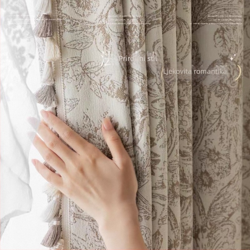 Blackout zavjesa u retro stilu, francuski Morris, chenille jacquard, za dnevnu sobu i spavaću sobu