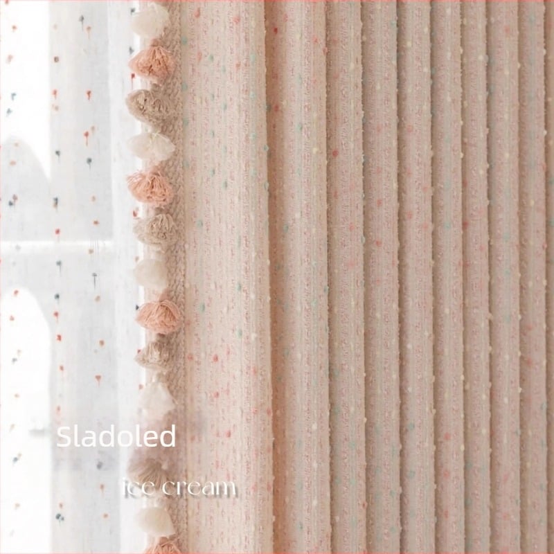 Zavjesa za zatamnjenje od chenille jacquarda, krem boje, geometrijski uzorak, dječju sobu u stilu princeze