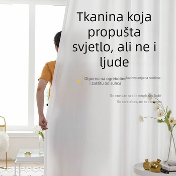 Bijela prozračna zavjesa za balkon i kutni prozor — prozirna, ali privatnost, mrežasti uzorak dijamantnog uzorka, vertikalni zavjesa