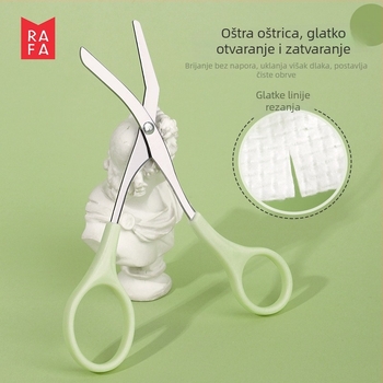 Rafa set za obrve: nož za obrve i škare, protiv ogrebotina, prenosni, model LS-19178, plast i nehrđajuće čelika