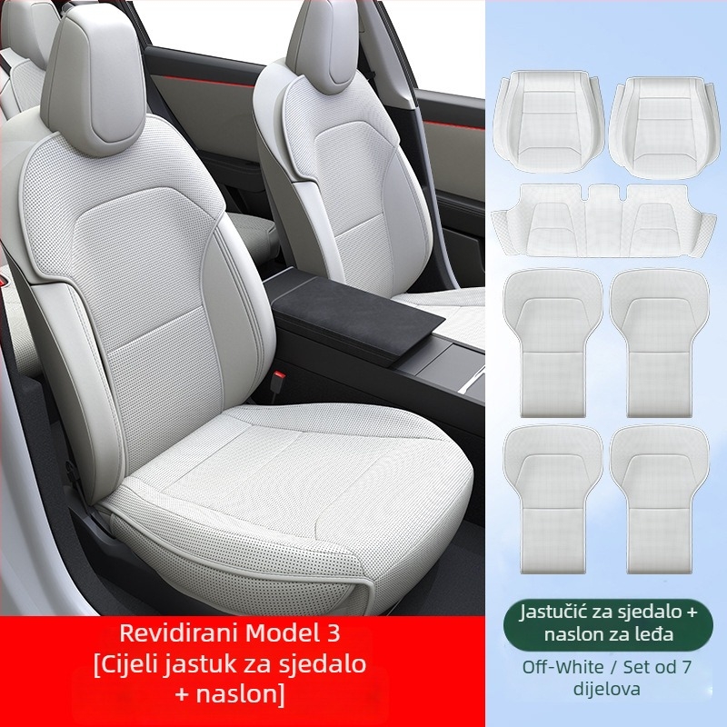 Zaštitna jastučnica za sjedalo Tesla Model Y — memory foam punjenje, PU površina, prozračna, set,Originalni stil