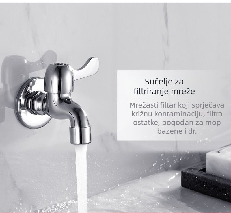 Kran za perilicu rublja, bakreni materijal, s jednim spojem, otvaranje ključem, ručna ugradnja