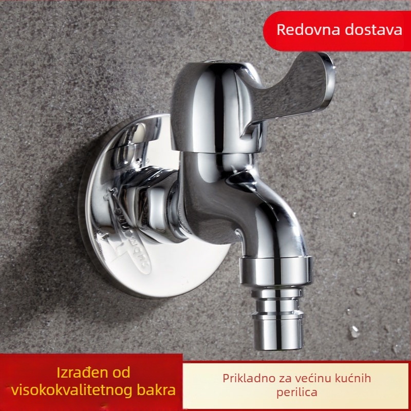 Kran za perilicu rublja, bakreni materijal, s jednim spojem, otvaranje ključem, ručna ugradnja