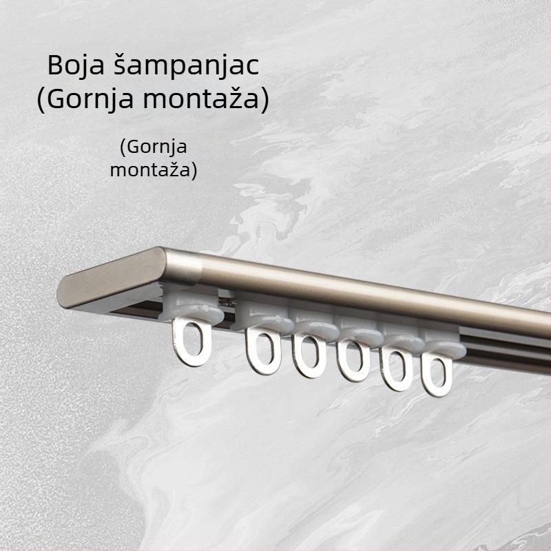 Wr676 tračnica za zavjese, aluminij, gornja montaža, tip objesivanja, moderni minimalistički stil