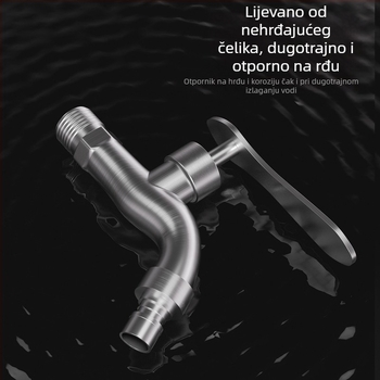 Kuhinja slavina - Marka Lesso, Model LS022005, Materijal: nehrđajući čelik, Način otvaranja: spiralni, Promjer ulaza/izlaza: 4