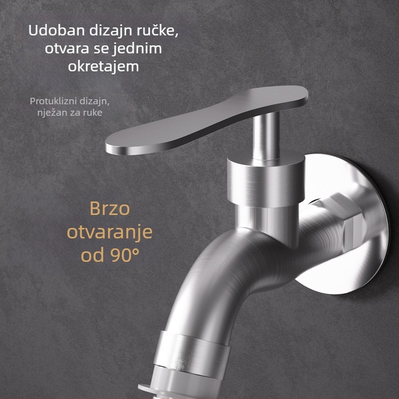 Kuhinja slavina - Marka Lesso, Model LS022005, Materijal: nehrđajući čelik, Način otvaranja: spiralni, Promjer ulaza/izlaza: 4