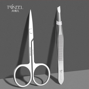 Set za oblikovanje obrva – škarice za obrve od nehrđajućeg čelika i pinceta, 2-dijelni set kozmetičkih alata, marke Trikeel/Sichuan Qier