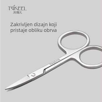 Set za oblikovanje obrva – škarice za obrve od nehrđajućeg čelika i pinceta, 2-dijelni set kozmetičkih alata, marke Trikeel/Sichuan Qier