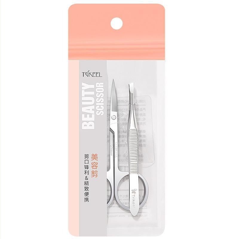 Set za oblikovanje obrva – škarice za obrve od nehrđajućeg čelika i pinceta, 2-dijelni set kozmetičkih alata, marke Trikeel/Sichuan Qier