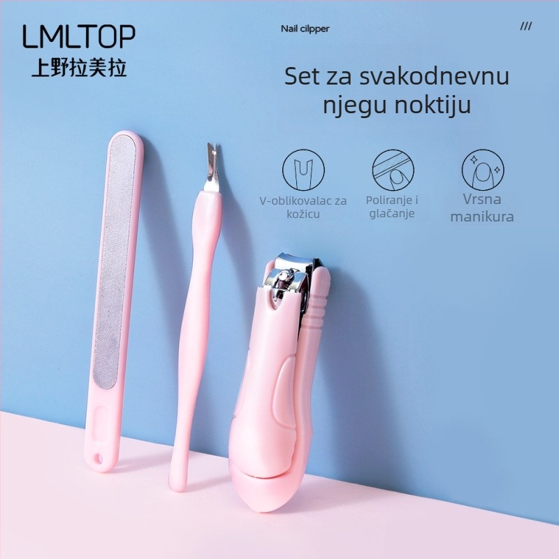 Lamela 3-dijelni set za manikuru — Model 3036, Nehrđajući čelik škare za nokte, V-oblikovana vilica za kožicu, Polirana brušna traka