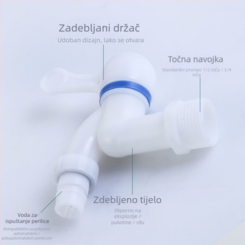 Plastični čep s keramičnim jezgrom i PP kućištem, univerzalna navojna veza, topla i hladna voda, brzo otvaranje