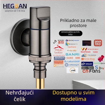Mini slavina za perilicu rublja od bakra, zidna montaža, ulaz/izlaz Ø20 mm, Ø20 mm ležište ventila, bakreno jezgro ventila, elektroplatirana površina.