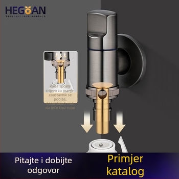 Mini slavina za perilicu rublja od bakra, zidna montaža, ulaz/izlaz Ø20 mm, Ø20 mm ležište ventila, bakreno jezgro ventila, elektroplatirana površina.