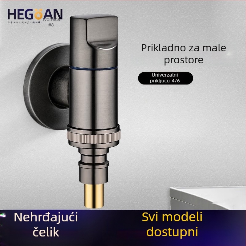 Mini slavina za perilicu rublja od bakra, zidna montaža, ulaz/izlaz Ø20 mm, Ø20 mm ležište ventila, bakreno jezgro ventila, elektroplatirana površina.