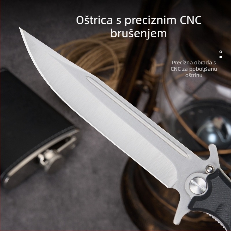 Sklopivi vanjski nož za kampiranje i preživljavanje – brzo otvaranje s ležajnim sustavom, samozaštita, prijenosno