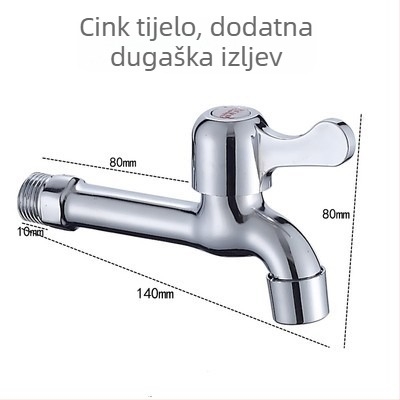 Jednostavan hladnjak za hladnu vodu s tijelom od zinkove legure, produženi izljev, model 6712, bakreni jezgrni ventil