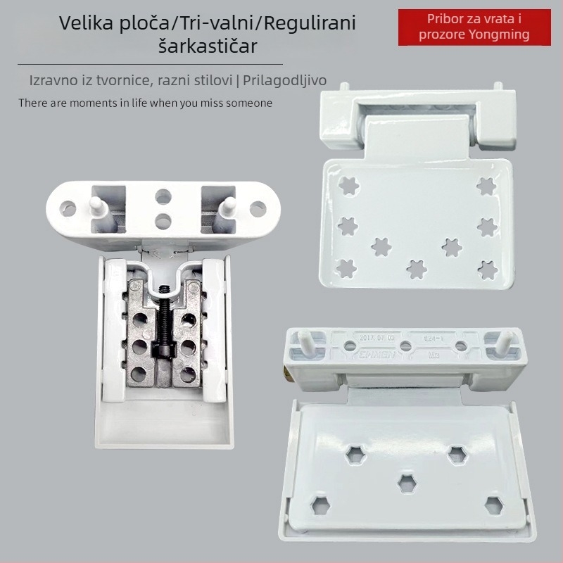 Prozorski šarnir od plastno‑čelične konstrukcije, velika pločica, unutarnje i vanjsko ravno otvaranje, model 00-496, tip: Common H-Hinge, materijal: plastno‑čelik, završna obrada: sprej, stil: moderni minimalistički