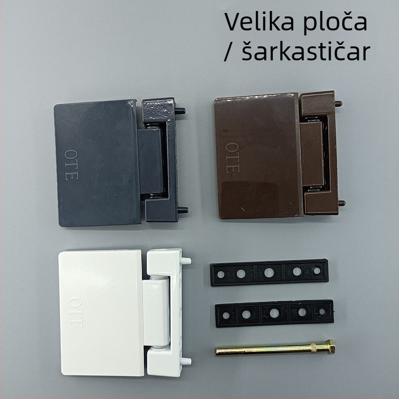 Prozorski šarnir od plastno‑čelične konstrukcije, velika pločica, unutarnje i vanjsko ravno otvaranje, model 00-496, tip: Common H-Hinge, materijal: plastno‑čelik, završna obrada: sprej, stil: moderni minimalistički