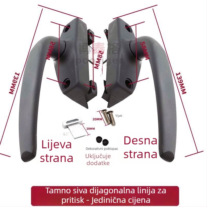 Bottega SNHU-3801-Z aluminijska kvaka za prozor, cink baze aluminij, završna sprej boja, stil Novi kineski stil