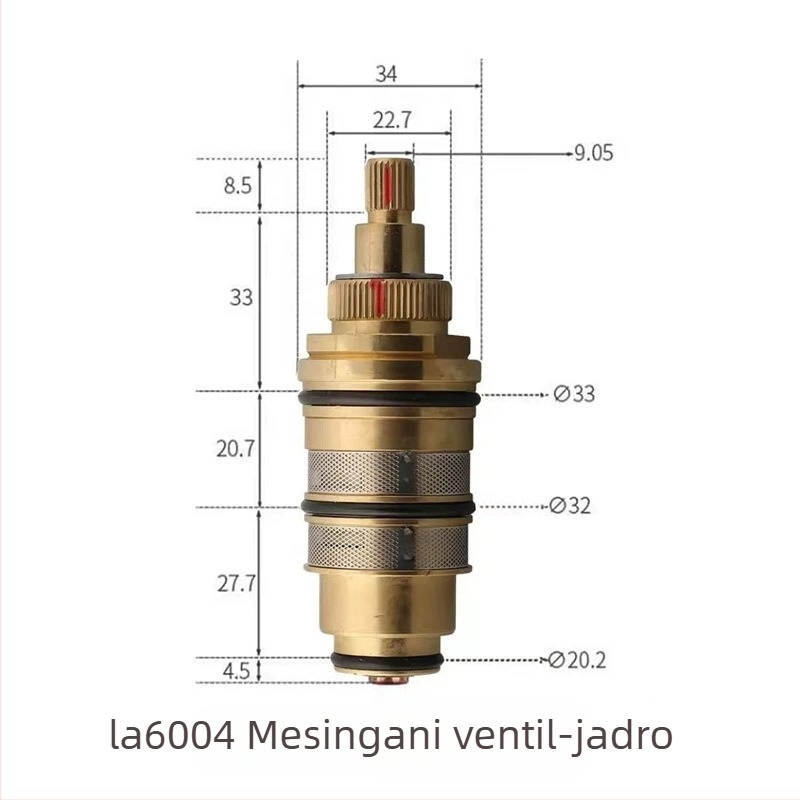 Termostatsko jezgro ventila, serija F, bakar, za vodu, maksimalni tlak 20 MPa, maksimalna temperatura 90°C