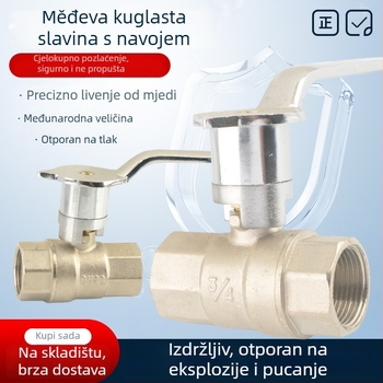 Plinski ventil za ploču, bakreni, kuglasti tip, prednja montaža, brzo otvaranje