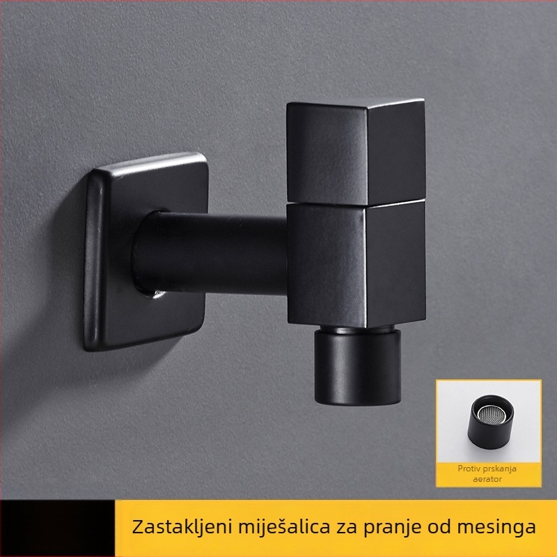 Ugradna bakrena slavina za perilicu rublja i mop bazen, hladna voda, keramički ventil, 4-točkovno povezivanje