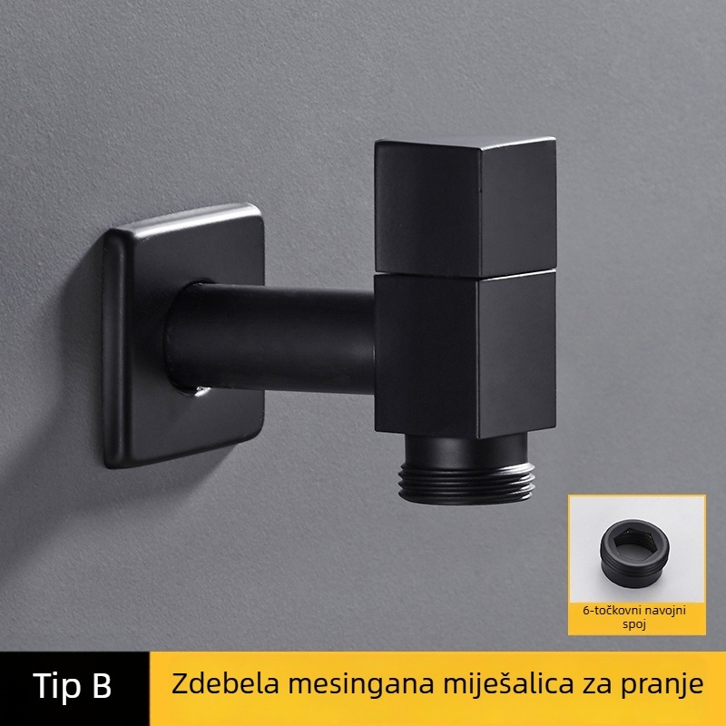 Ugradna bakrena slavina za perilicu rublja i mop bazen, hladna voda, keramički ventil, 4-točkovno povezivanje