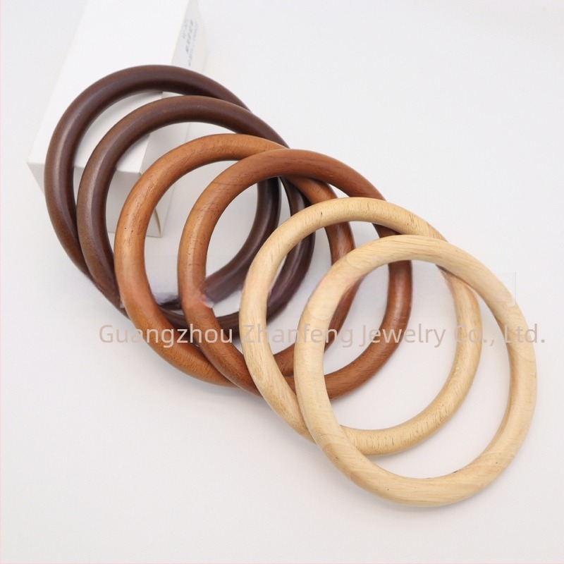 Tkana torba s drškom od drveta u obliku prstena, jednobojna, funkcija olakšavanja tereta