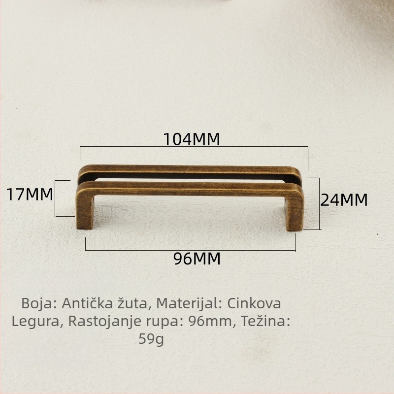 Ručka za vrata ormara i ladice, od cinkove legure, elektroplatiranje, model 7600, Grassland, moderan minimalistički stil