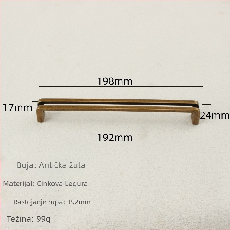 Ručka za vrata ormara i ladice, od cinkove legure, elektroplatiranje, model 7600, Grassland, moderan minimalistički stil