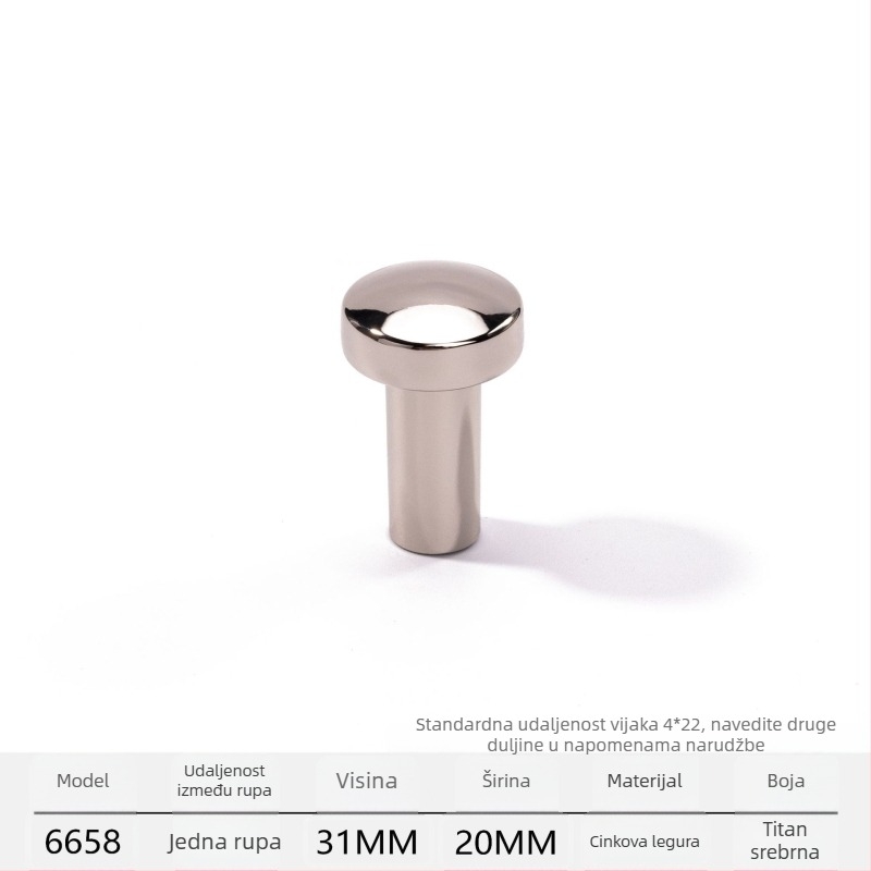 Držač ormara i vrata, od cinkove legure, kromirano, moderni minimalistički stil, model 6658