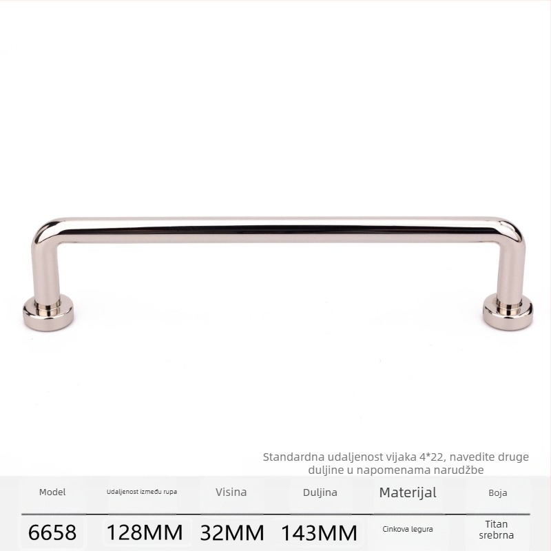 Držač ormara i vrata, od cinkove legure, kromirano, moderni minimalistički stil, model 6658