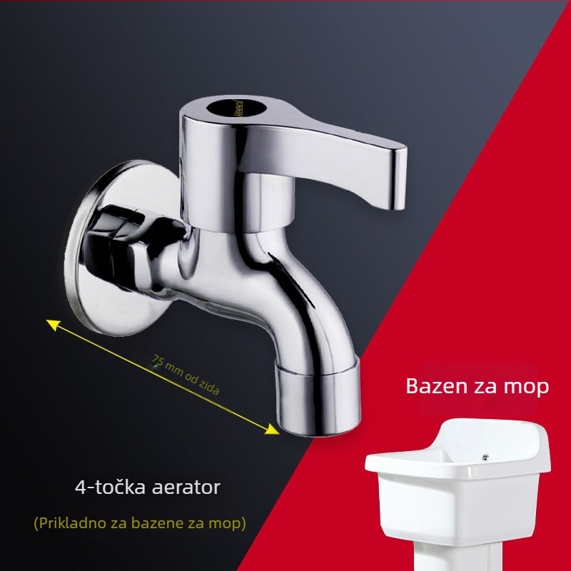 Slavina za perilicu, bakreno tijelo, ručna ugradnja, nazivni tlak 1,6 MPa, radna temperatura 0–100°C