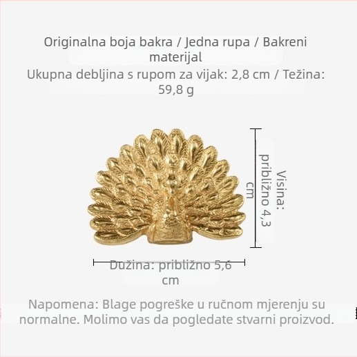 Kuka za vrata s motivom životinja, bakar, novi kineski stil, površinski montirana, model TBS003