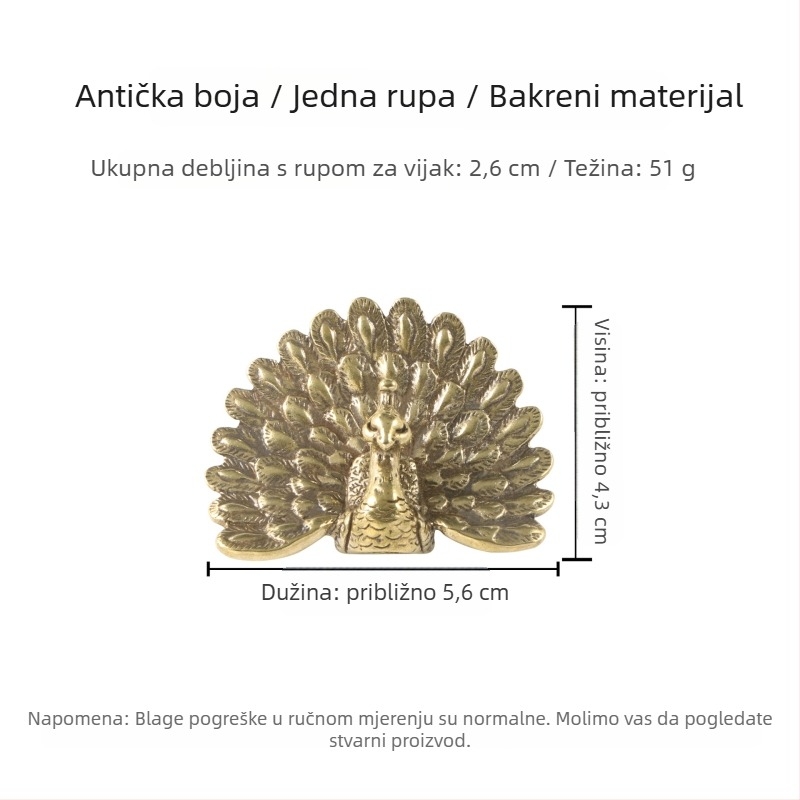Kuka za vrata s motivom životinja, bakar, novi kineski stil, površinski montirana, model TBS003