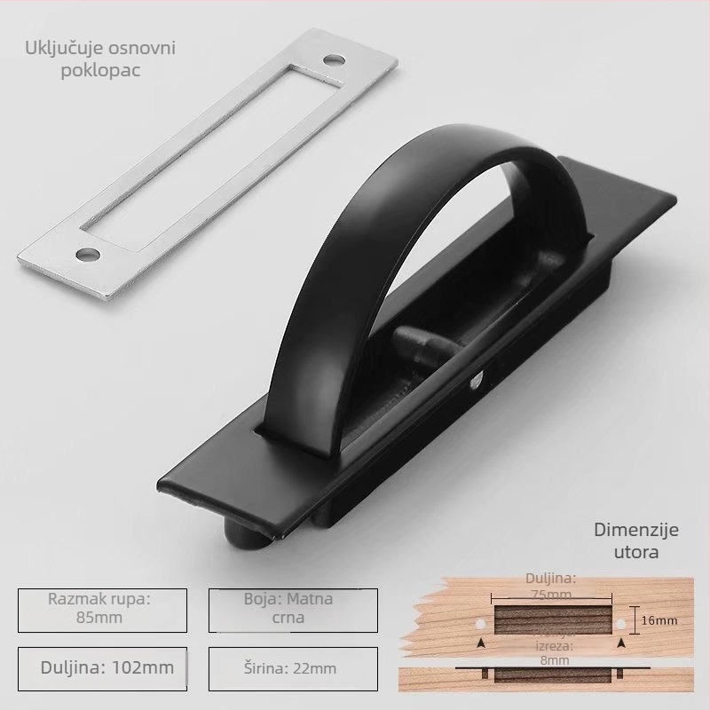 Ugrađena skrivena okretna ručka za namještaj – moderni minimalistički stil, model 8906; materijali: aluminijska legura, cinkova legura; proces: injekcijsko oblikovanje