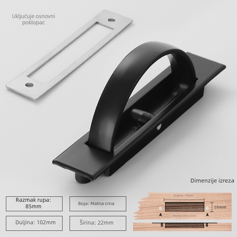 Ugrađena skrivena okretna ručka za namještaj – moderni minimalistički stil, model 8906; materijali: aluminijska legura, cinkova legura; proces: injekcijsko oblikovanje