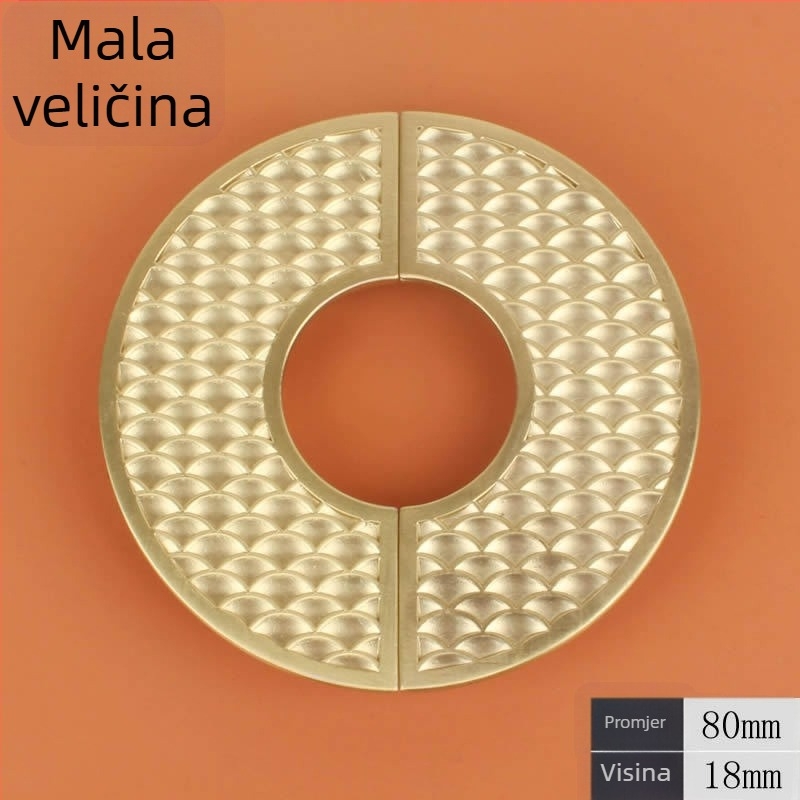 Ručka za ormar s ljuskama ribe, polukružnog oblika – cinkov legura, bakreno premazana, elektropolirana; razmak rupa 64/96 mm; model DD076; za garderobu i ladice