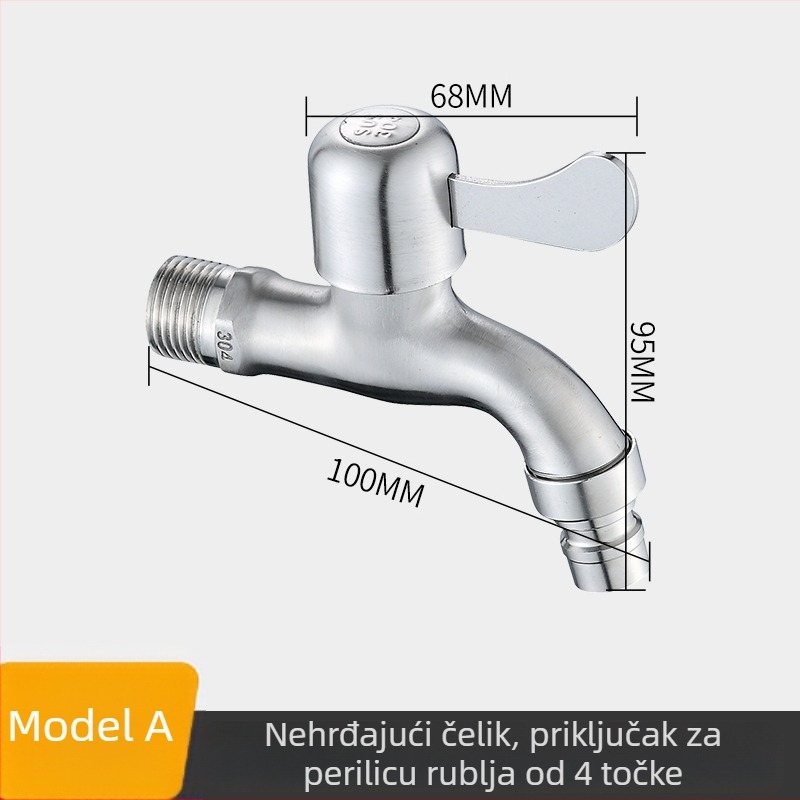 Nerđajući čelični slavine za perilicu rublja – brzo otvaranje, otvorena/skivena ugradnja, model JL104841JL104861, 2.5 bar, 0–90°C