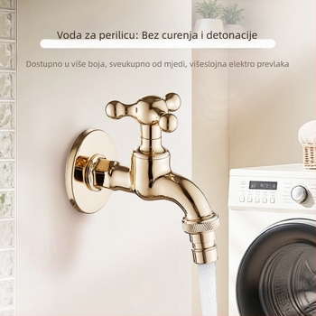 Ugradna slavina za perilicu rublja, potpuno bakrena, elektroplatinirani završni sloj, ugradnja u zid, 1/2-inch ulaz/izlaz, model XR6659