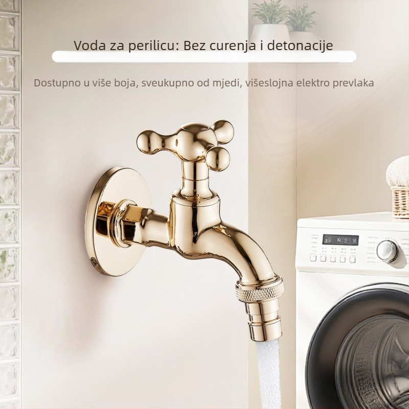Ugradna slavina za perilicu rublja, potpuno bakrena, elektroplatinirani završni sloj, ugradnja u zid, 1/2-inch ulaz/izlaz, model XR6659